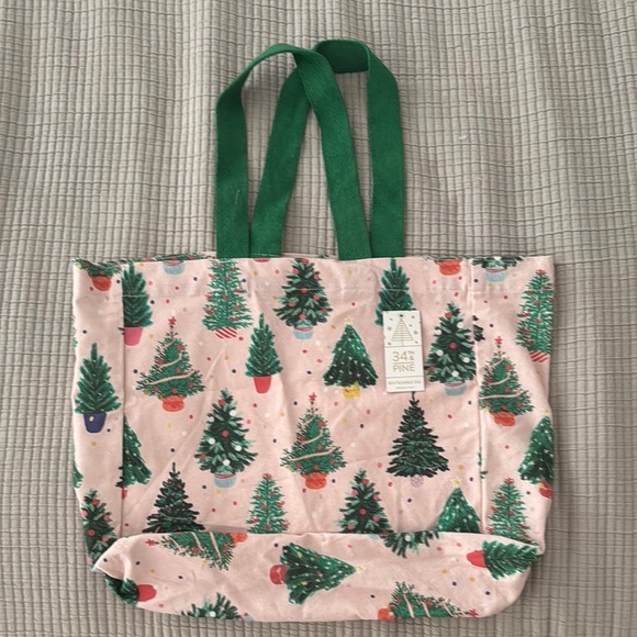 Festive Pink and Green Christmas Tree Tote - Picture 1 of 5